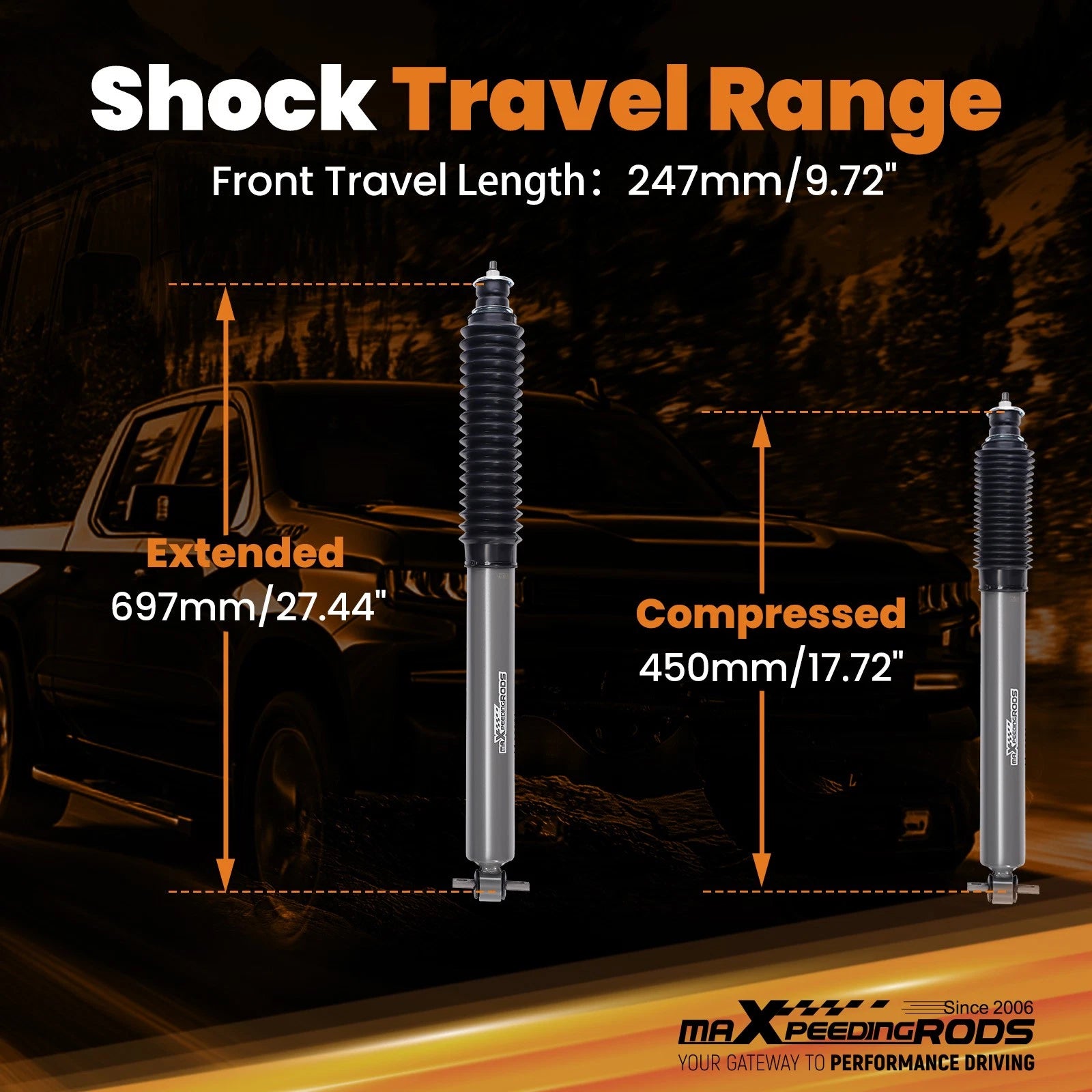 Front Lift Shock Kit for Chevy Silverado/GMC Sierra 1500 2WD (1999-2006)
