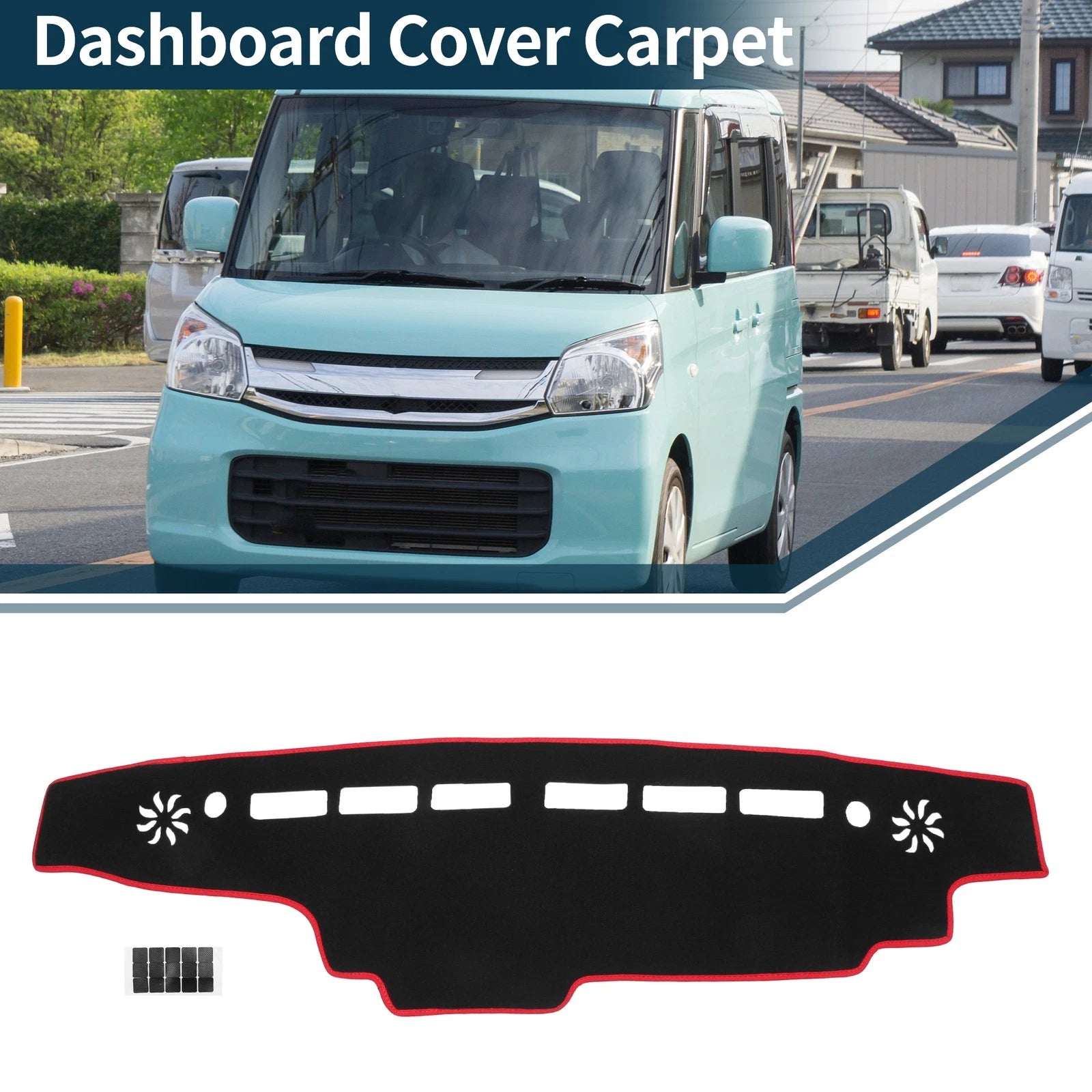 Dashboard Cover Mat for Suzuki Every DA17V (2015–2024) Black Red Set of 1