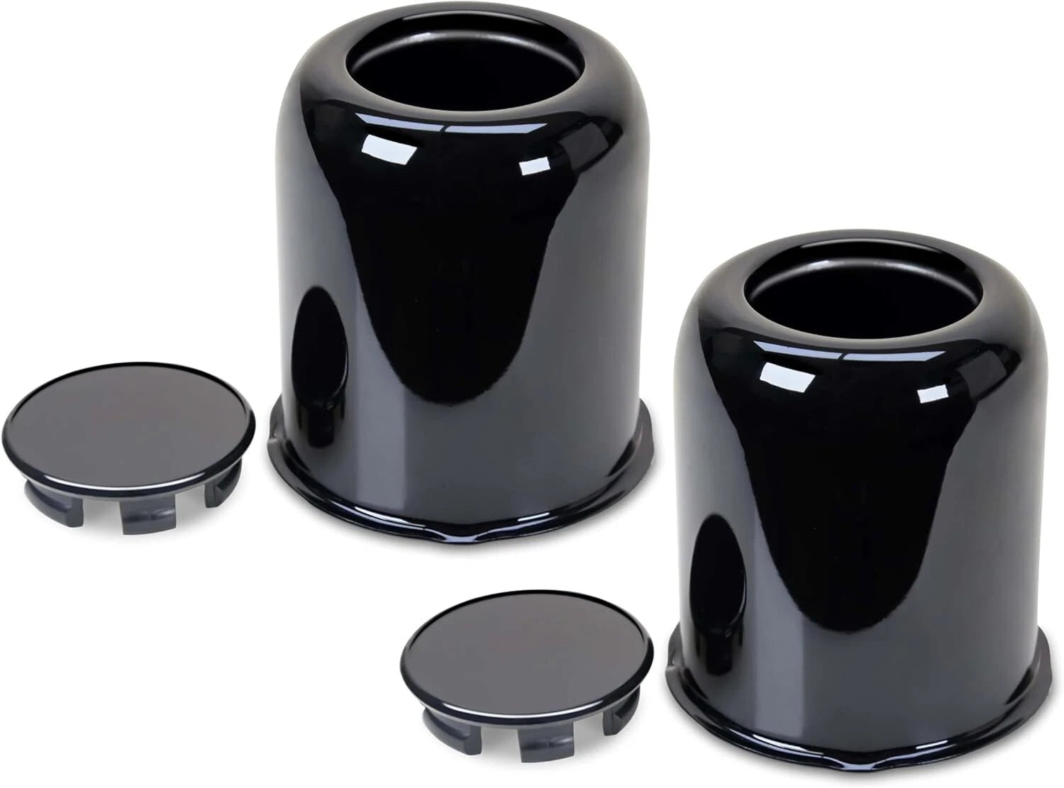 Set of 2 Wheel Center Caps for LIBRA Trailer (3.19", Stainless Steel, Black)
