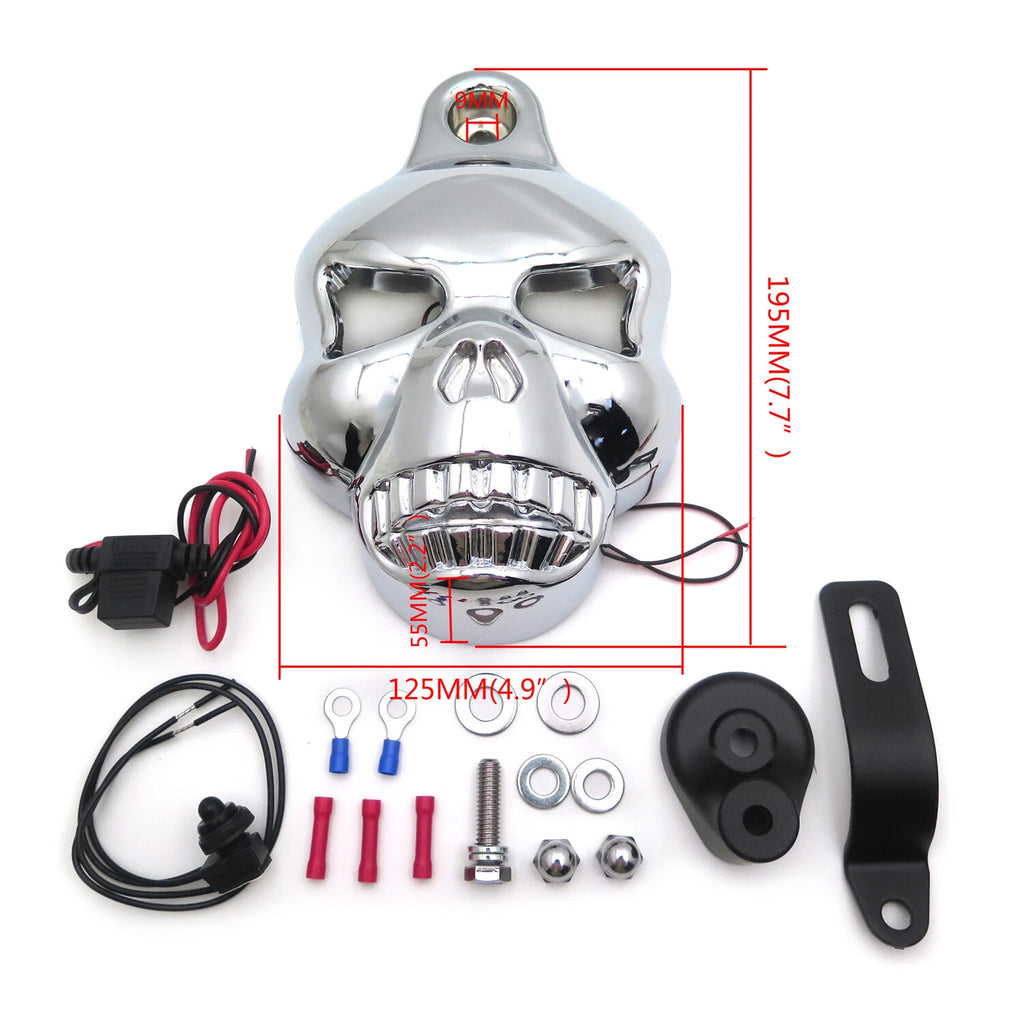 LED Skull Horn Cover for Harley Davidson Cowbell Horns (1992–2020)