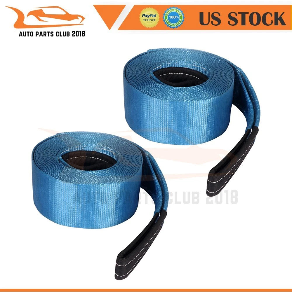 Pair Heavy Duty Tow Loop Straps for UTV Off Road (4" x 30')
