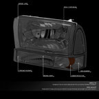 Smoked Housing Headlight, Bumper, Corner & LED Fog Light Kit for Ford SuperDuty (1999–2004)