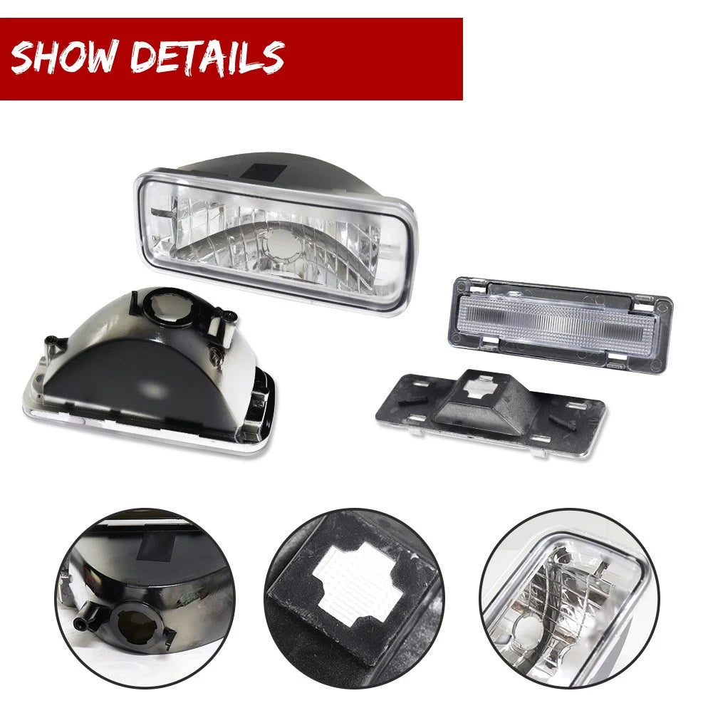 Set of 4 Clear Side Marker Turn Signal Lights for Chevrolet Camaro (1985–1992)