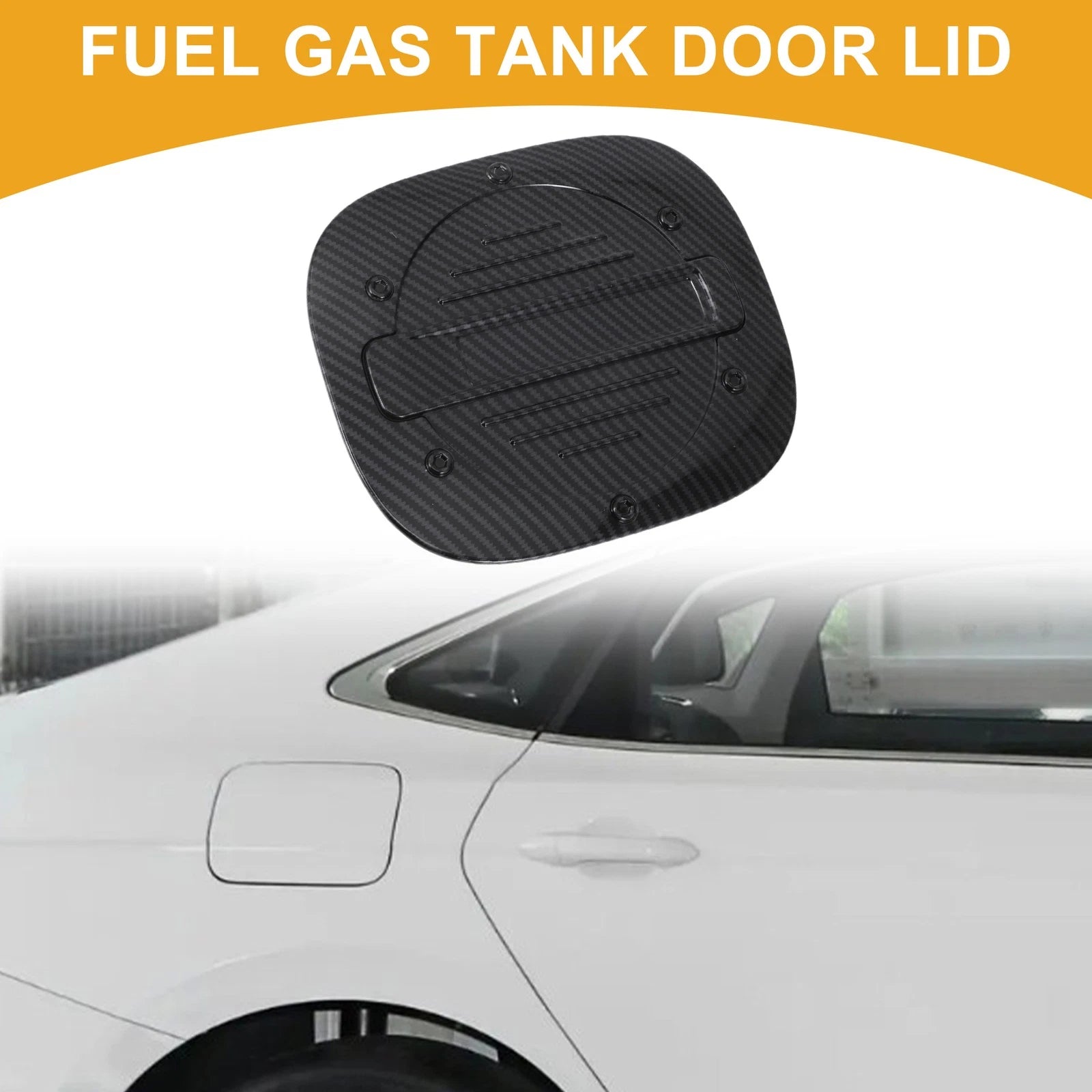 Fuel Tank Door Cap for Ford Escape (2020–2025) Adhesive Carbon Fiber Black ABS