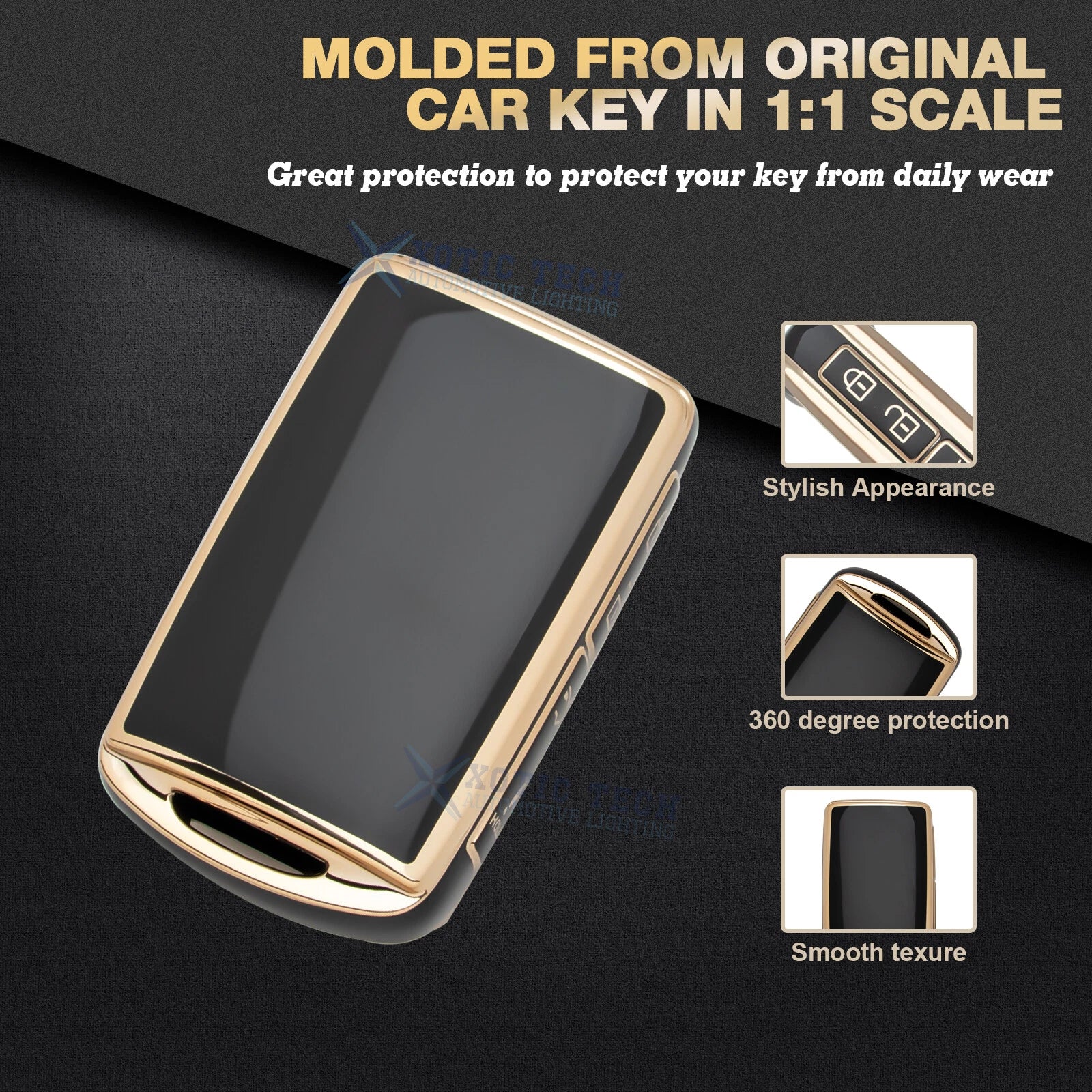 Black TPU Smart Key Fob Shell for Mazda 3 MX-5 CX-30 Miata (4-Button)