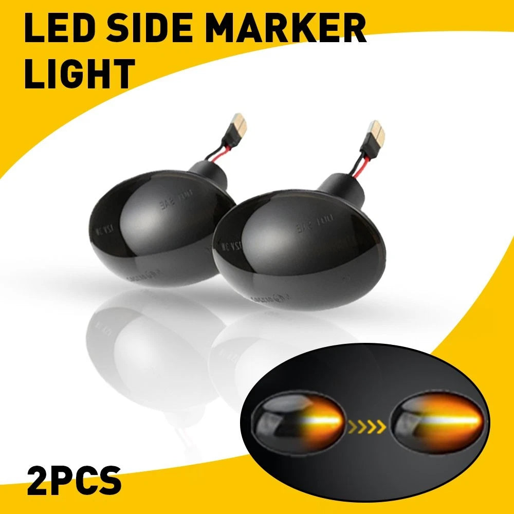 Clear Lens Amber LED Side Marker Light for Mini Cooper R55 R56 R57 R58 R59 (2007–2015)