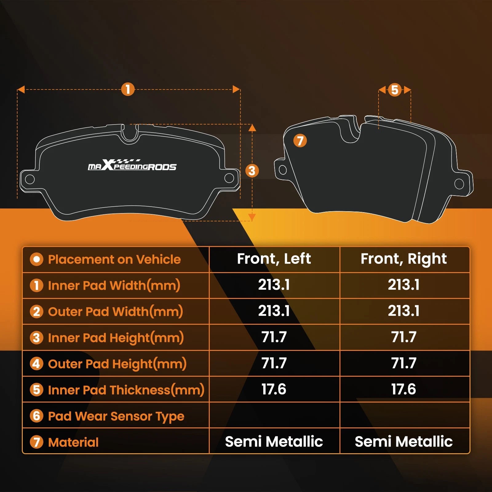 Front Brake Pads Kit for Ford F-250 F-350 F-450 Super Duty (2013–2016) D1680 P1680