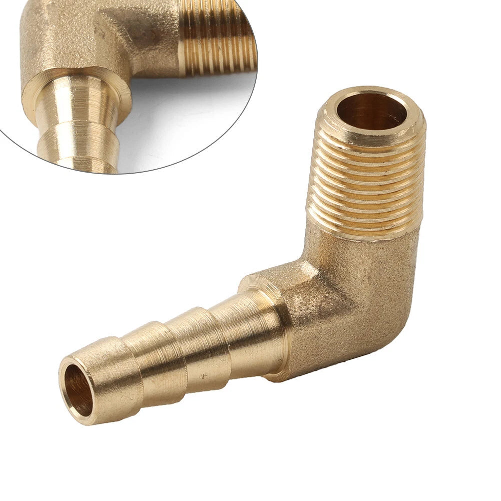 Brass Hose Barb Fitting Elbow 1/4" x 1/8 NPT for Automotive