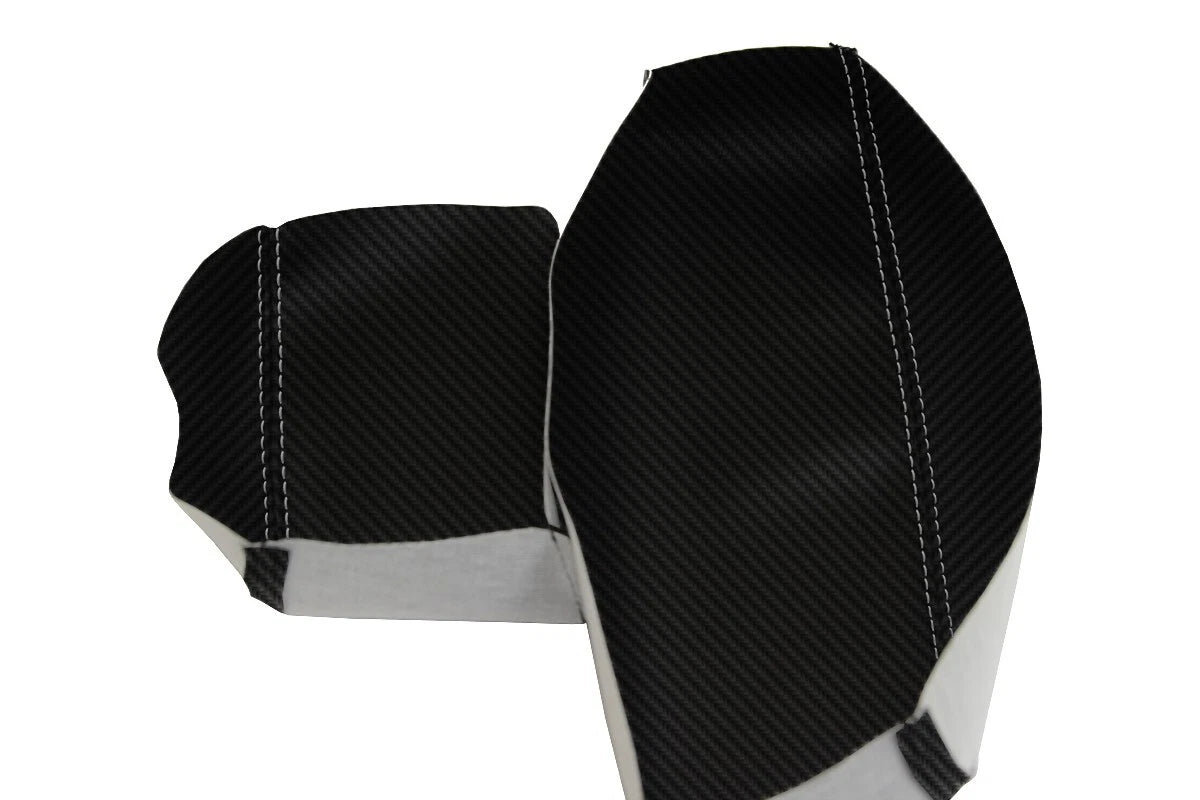 Carbon Fiber Console Lid Armrest Cover for Audi Q7 (2007–2015) Gray Stitch