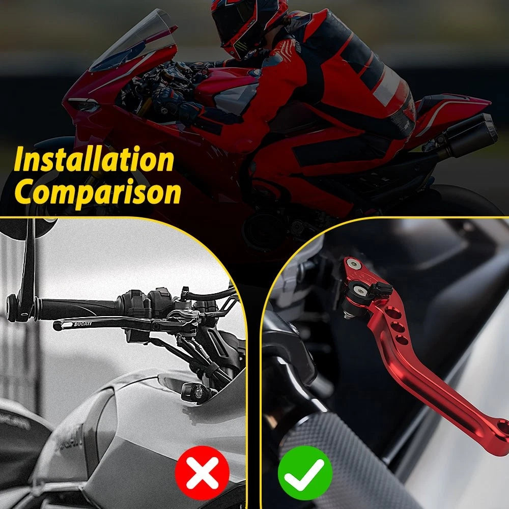 Set of 2 Motorcycle Brake Master Cylinder Reservoir Clutch Levers Red