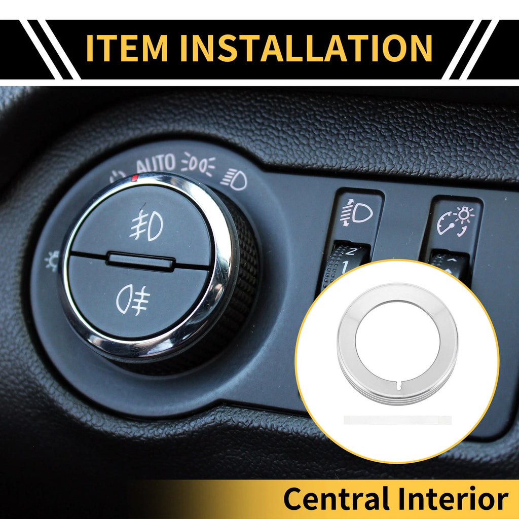 Headlight Control Switch Knob Cover Ring for Ford F-150 (2016–2021) Silver Tone