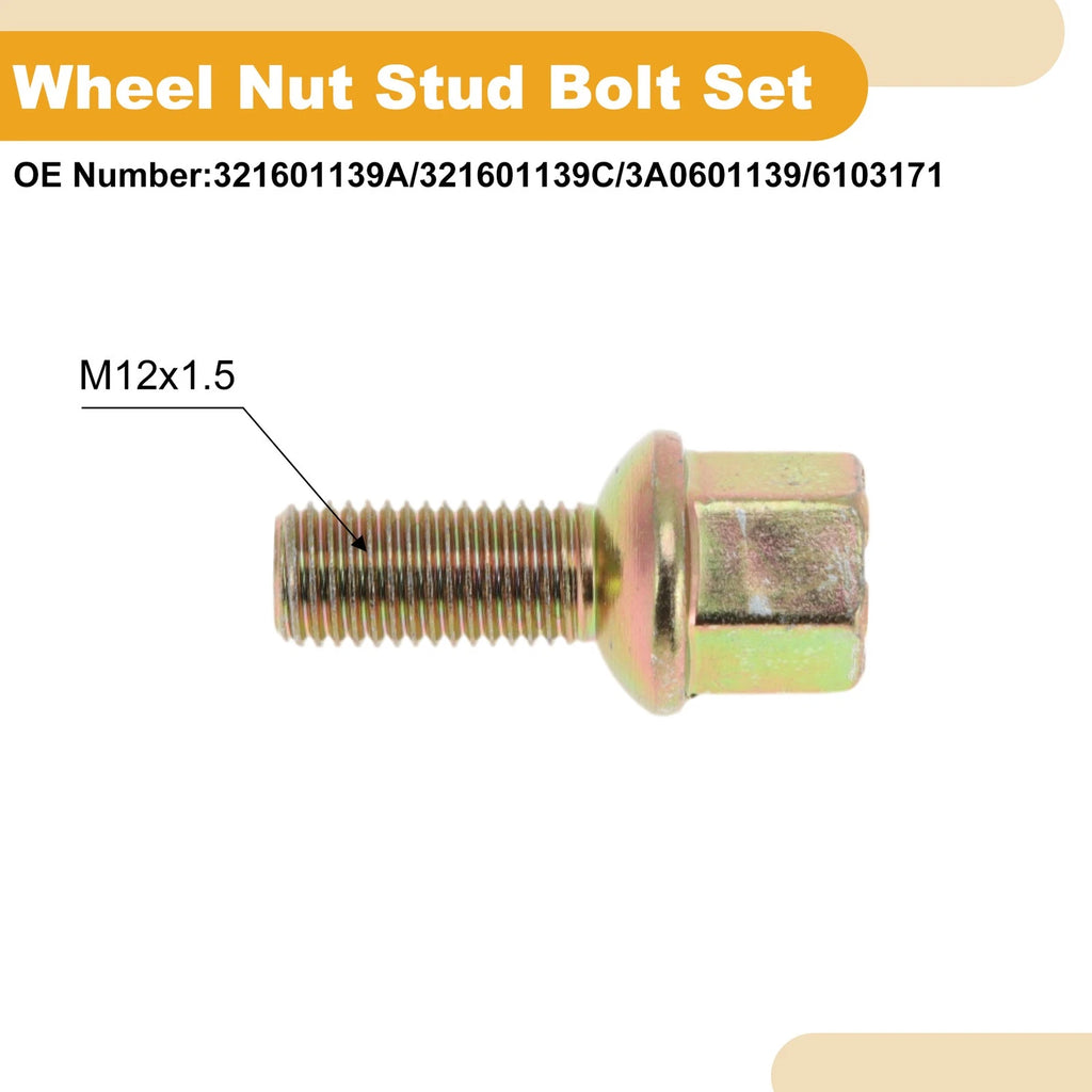 Set of 4 M12x1.5 Wheel Lug Studs for Audi 4000 (1982–1987)