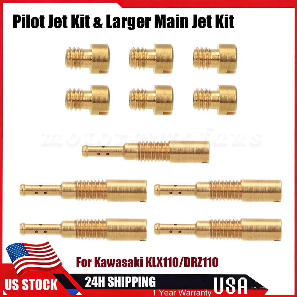 Pilot Jet Kit & Larger Main Jet Kit for Kawasaki KLX 110 (2002–2023)