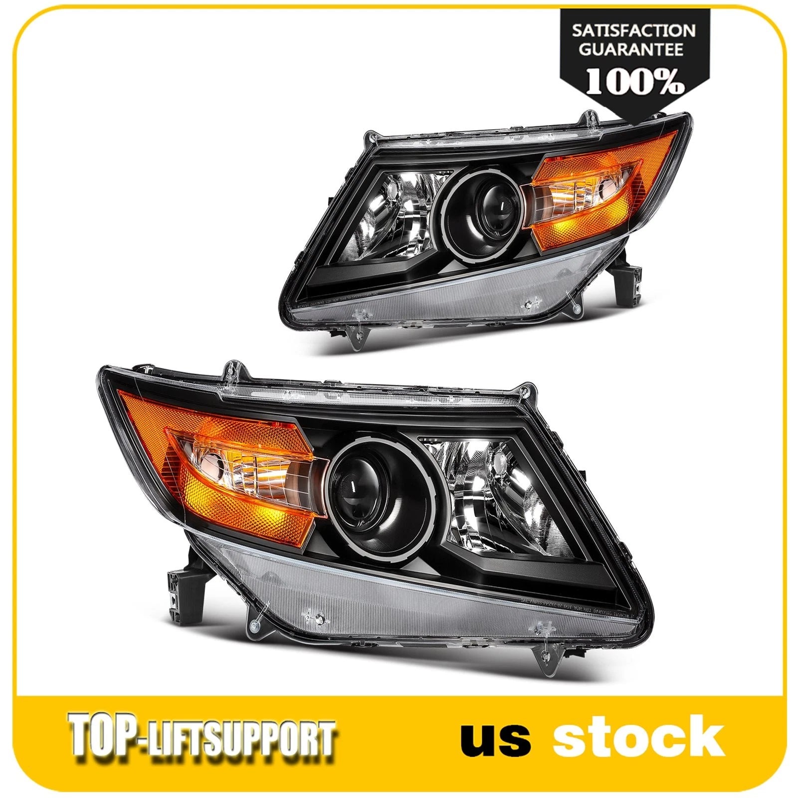 2X Halogen Black Headlights Assembly for Honda Odyssey (2011–2017)