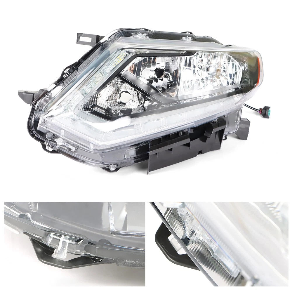 Headlights Pair for Nissan Rogue (2014-2016) Halogen Clear Lens