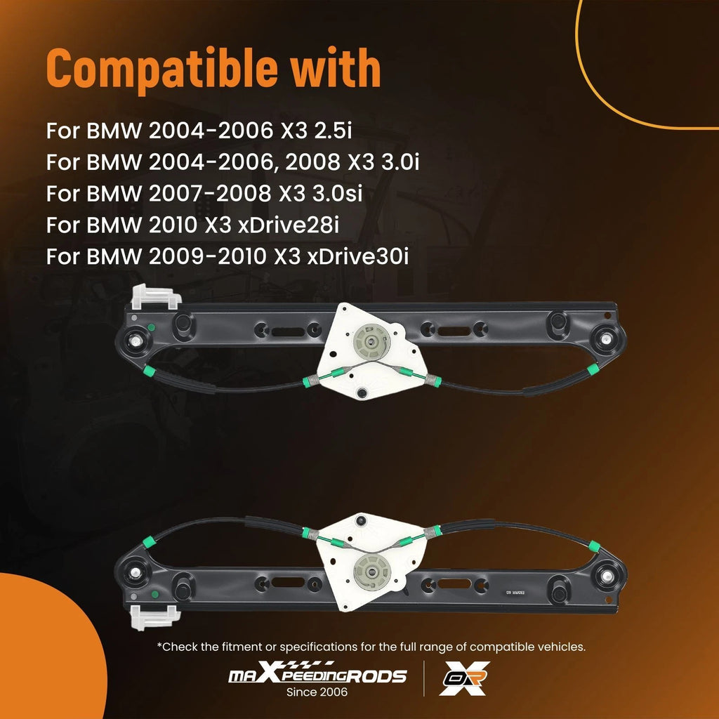 2X Rear Window Regulator Set for BMW X3 3.0i (2004–2008) 51353448252