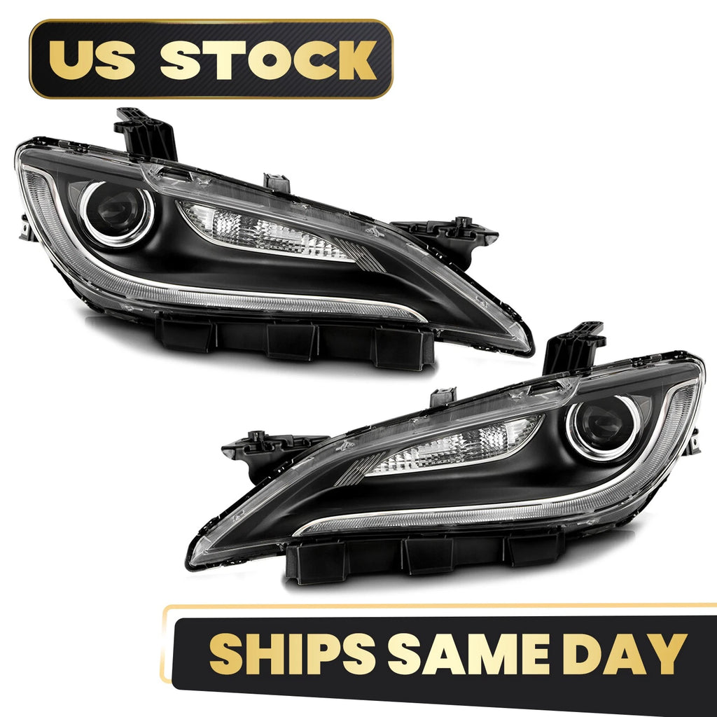 Set of 2 Halogen Headlights with LED DRL for Chrysler 200 (2015–2017)