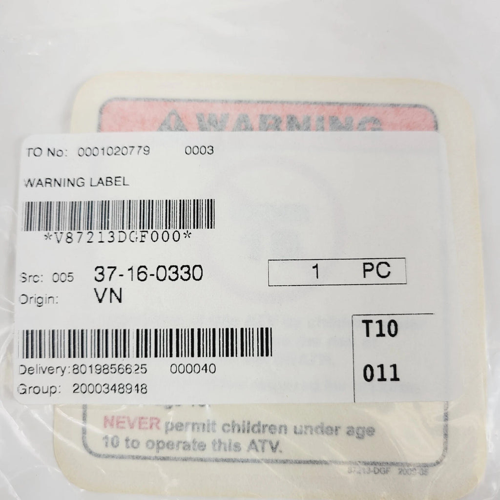 Warning Label for Can-Am DS 90 X (2010) V87213DGF000
