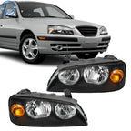 Halogen Headlights Set of 2 Black LH+RH for Hyundai Elantra (2004–2006)