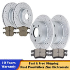 Brake Kit with Front Rear Discs Rotors and Ceramic Pads for Ford Focus (2012–2018)