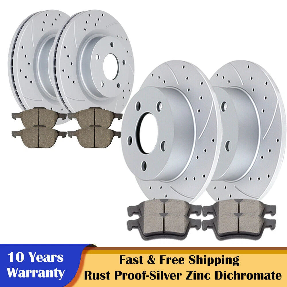 Brake Kit with Front Rear Discs Rotors and Ceramic Pads for Ford Focus (2012–2018)