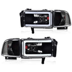 Clear Corner Black LED DRL Headlights for Dodge Ram 1500 2500 3500 (1994–2002)