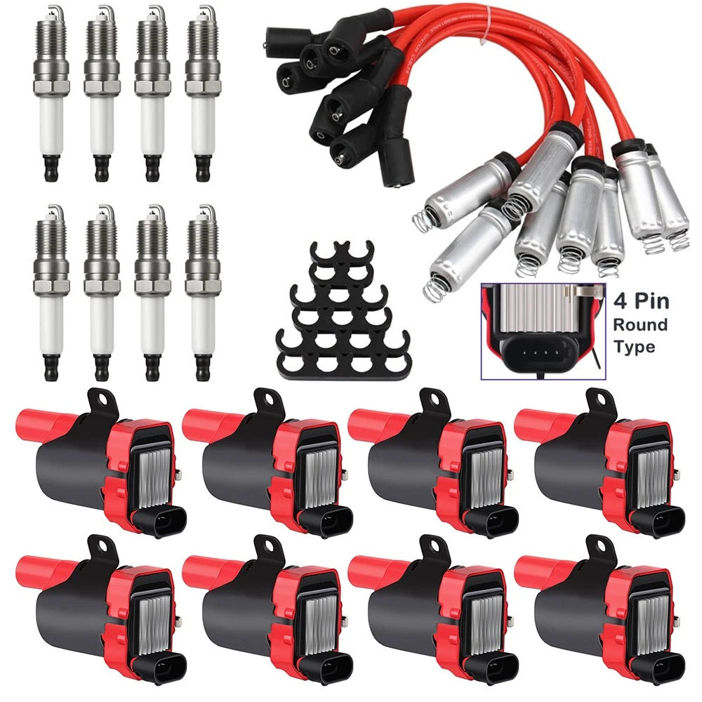 8Pack Ignition Coil, Iridium Spark Plug, Wire for Chevy Silverado GMC Sierra