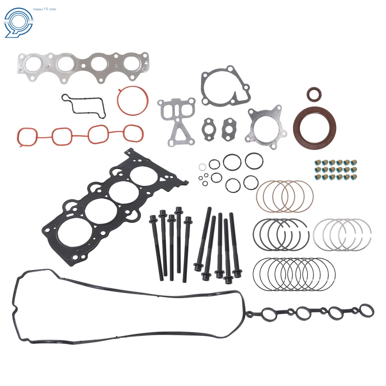 Set of Head Gasket Bolts & Piston Rings for Hyundai Accent Veloster Tucson (2011–2019)