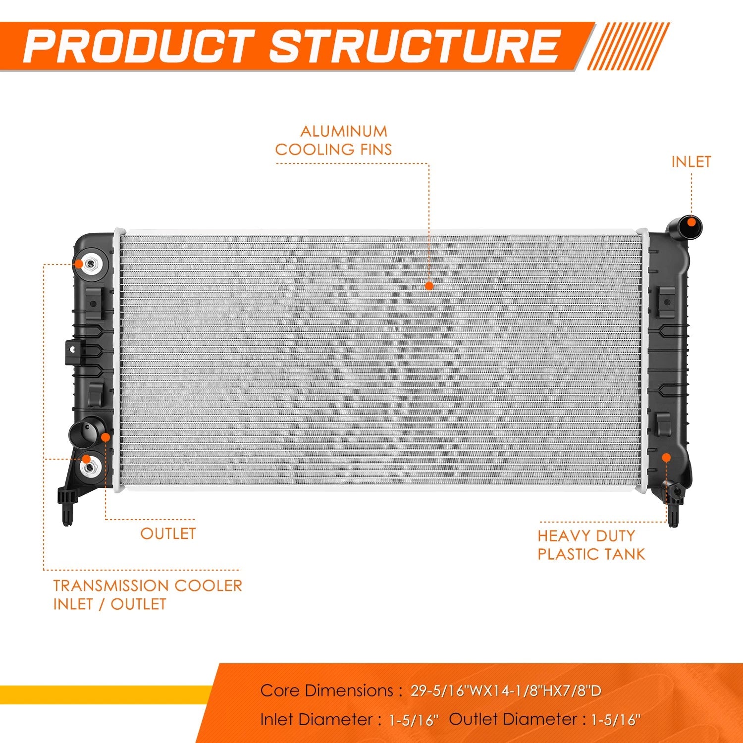 Aluminum Cooling Radiator for Chevy Impala 2011–2016 3.6L V6 DPI-13326