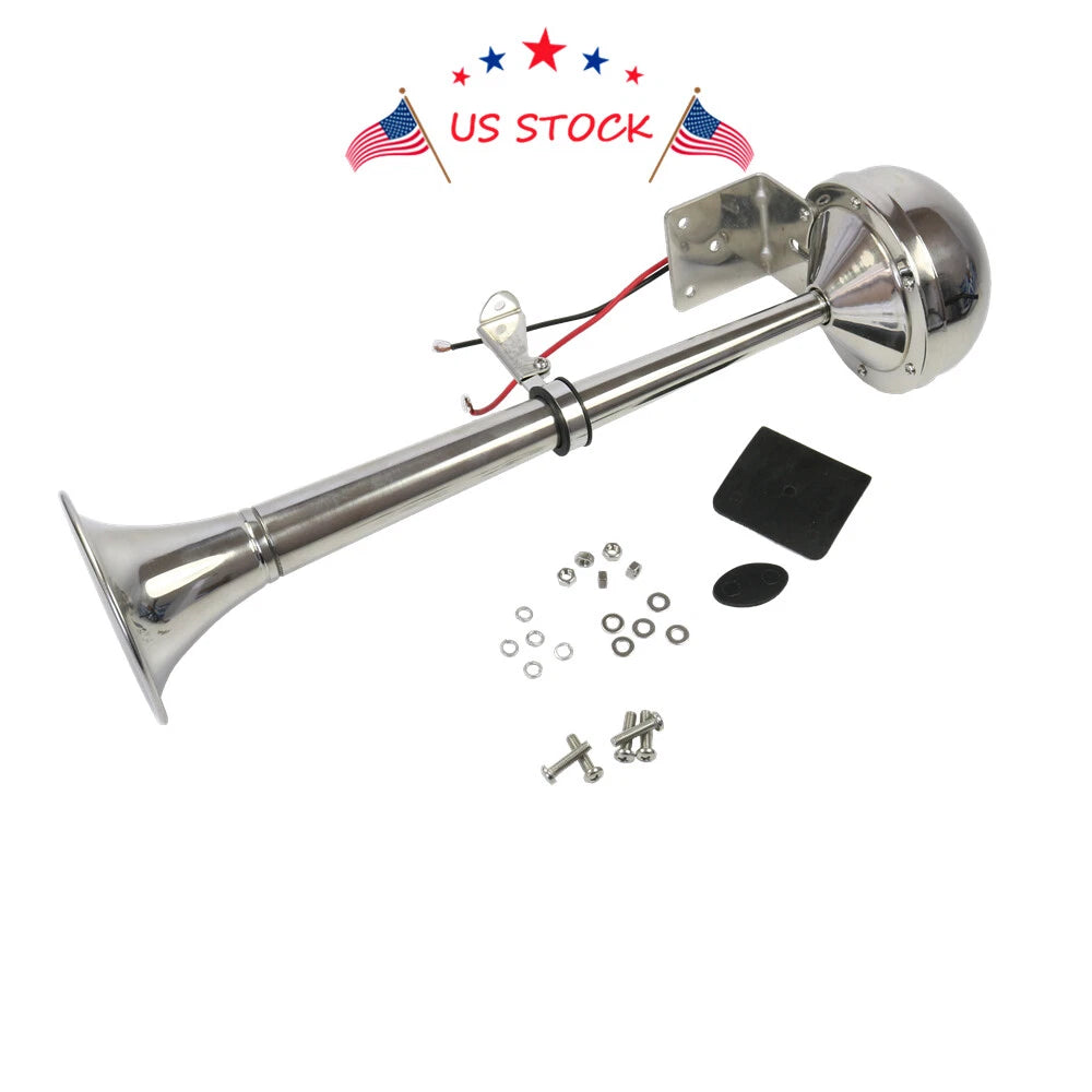 Electric Stainless Steel Single Trumpet Horn for Marine Truck Car Boat (12V)