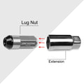 Set of 20 M12X1.5 Silver JDM Cone Seat Hex Wheel Lug Nuts with Cap & Extension