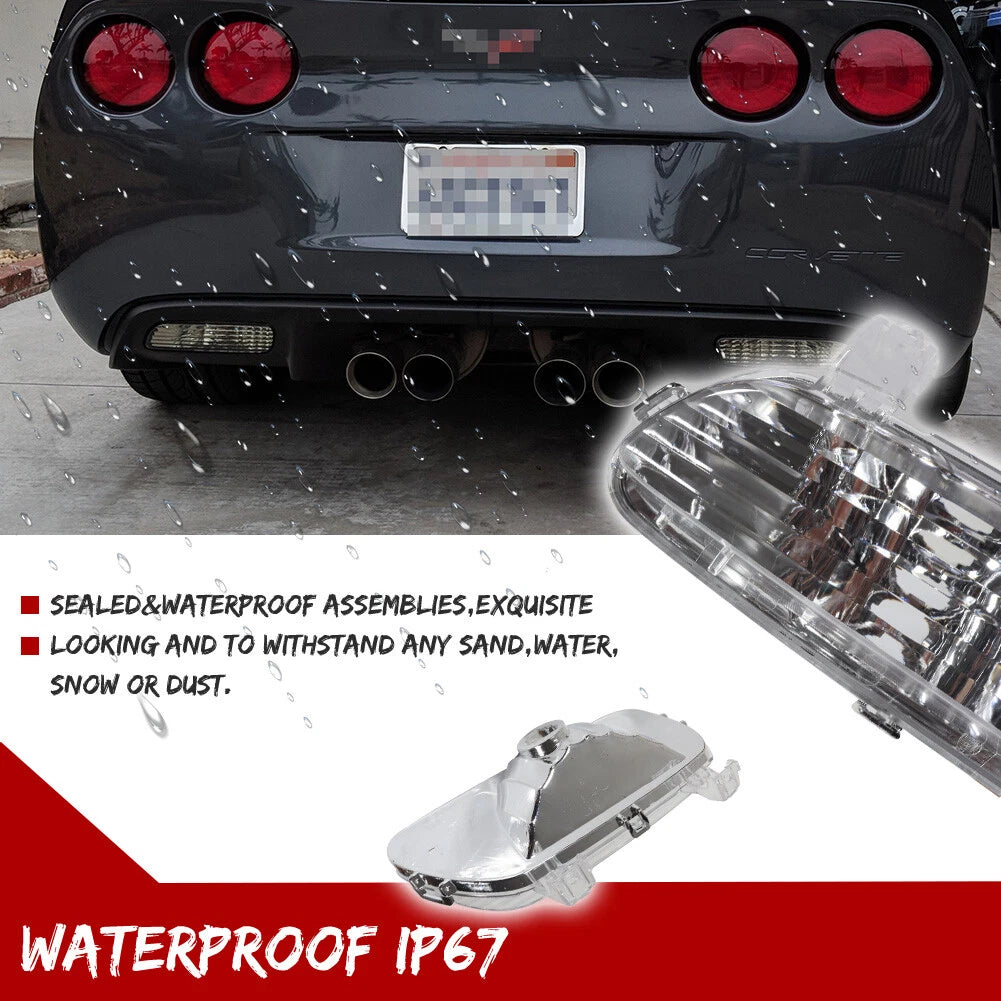 2X Clear Lens Chrome Rear Bumper Backup Lights for Corvette C6 (2005–2013)