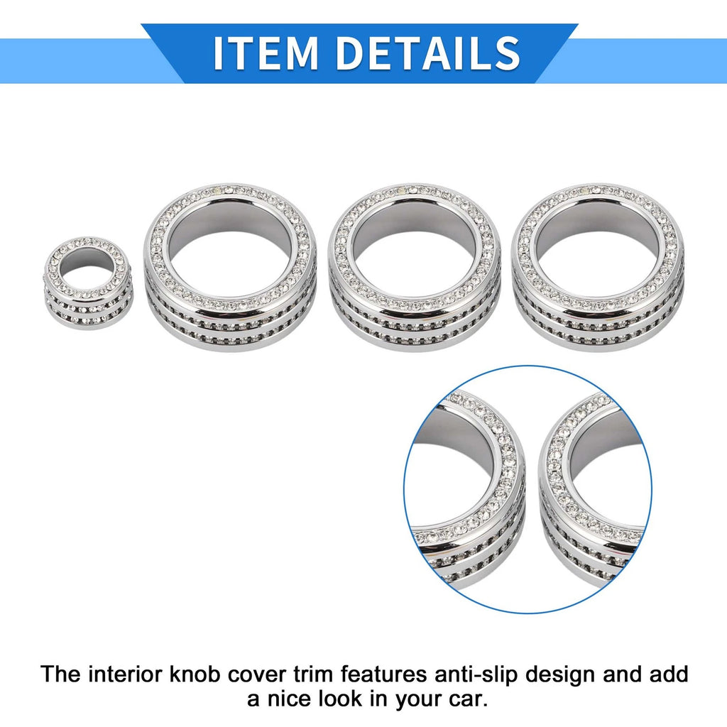 Set of 4 AC Media Tune Switch Knob Cover Ring for Honda Civic (2022) Silver Tone