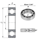 1 Pc 6007 Deep Groove Ball Bearing for Scooter Skateboard Wheel (35x62x14mm)