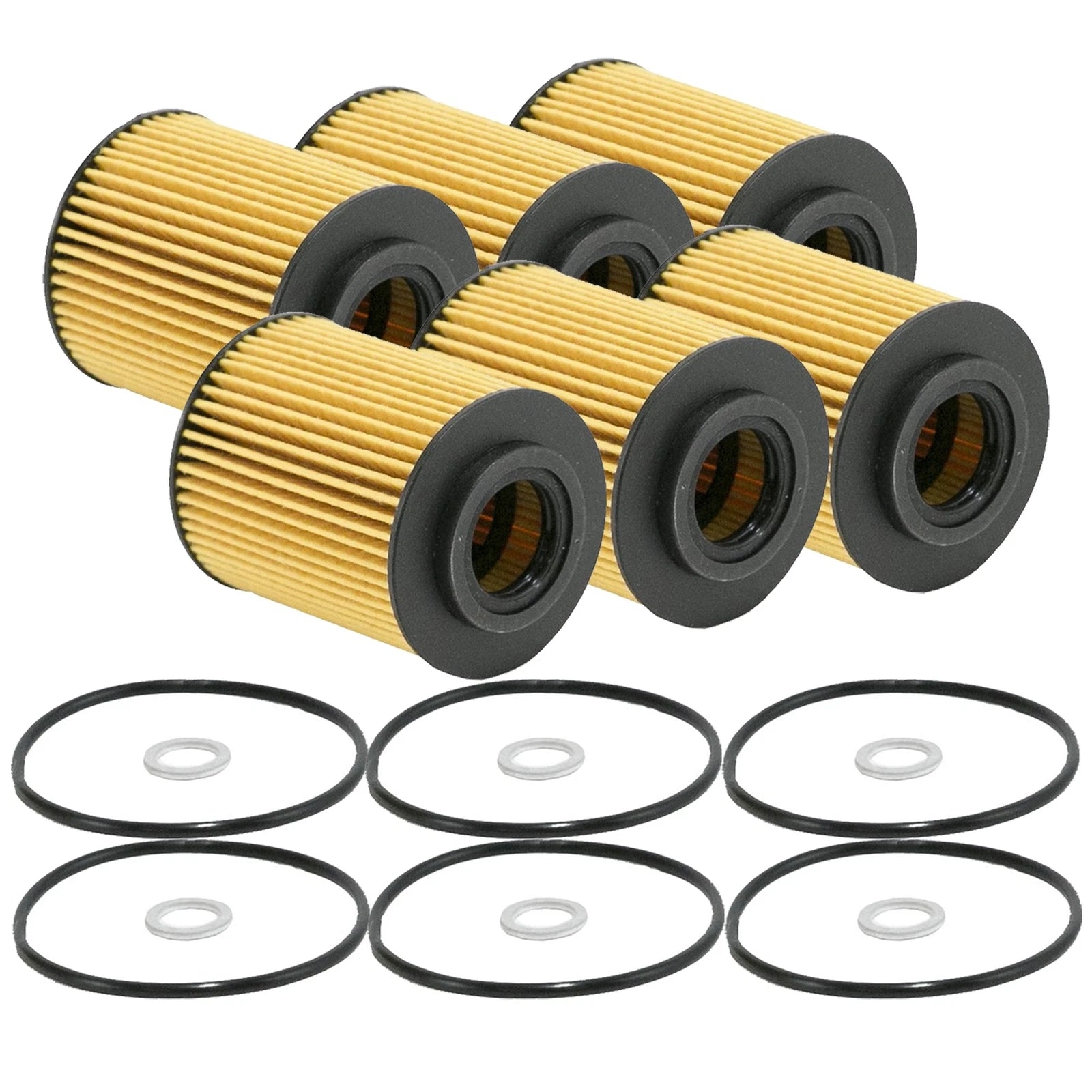 Set of 6 Engine Oil Filters for Hyundai Genesis, Kia (StdAsp)