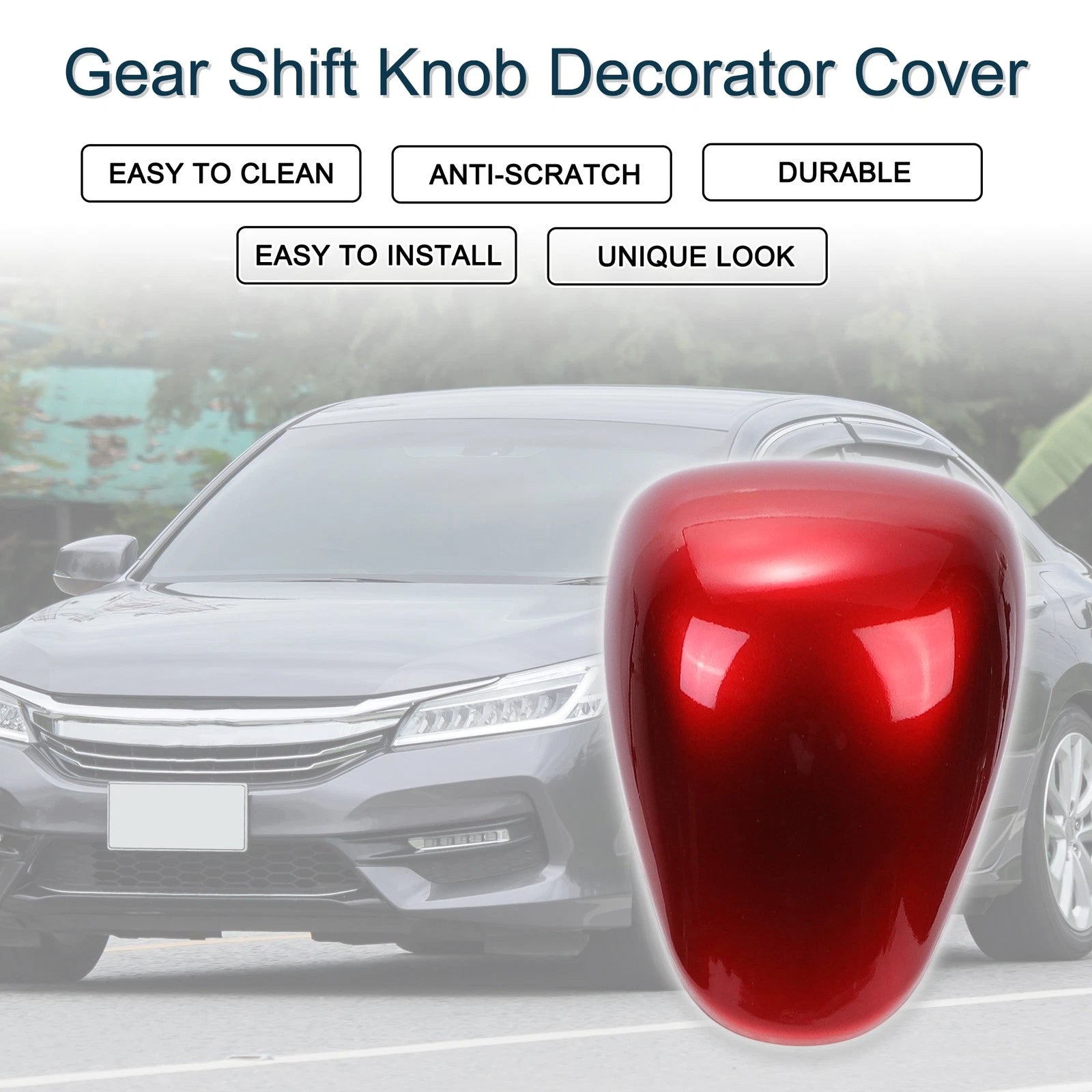 Gear Shift Knob Decorator Cover for Honda Accord (2013–2017) Red