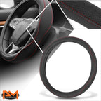 Steering Wheel Cover for Universal Fit (14.5-15") - Perforated Leather, Red Stitch
