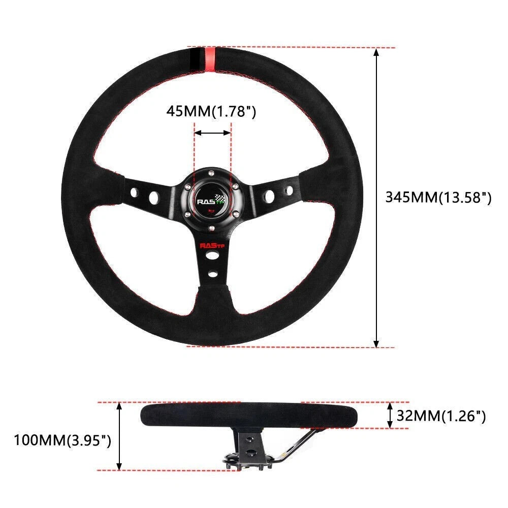 14" Red Steering Wheel with Quick Release for Subaru BR-Z Scion FR-S