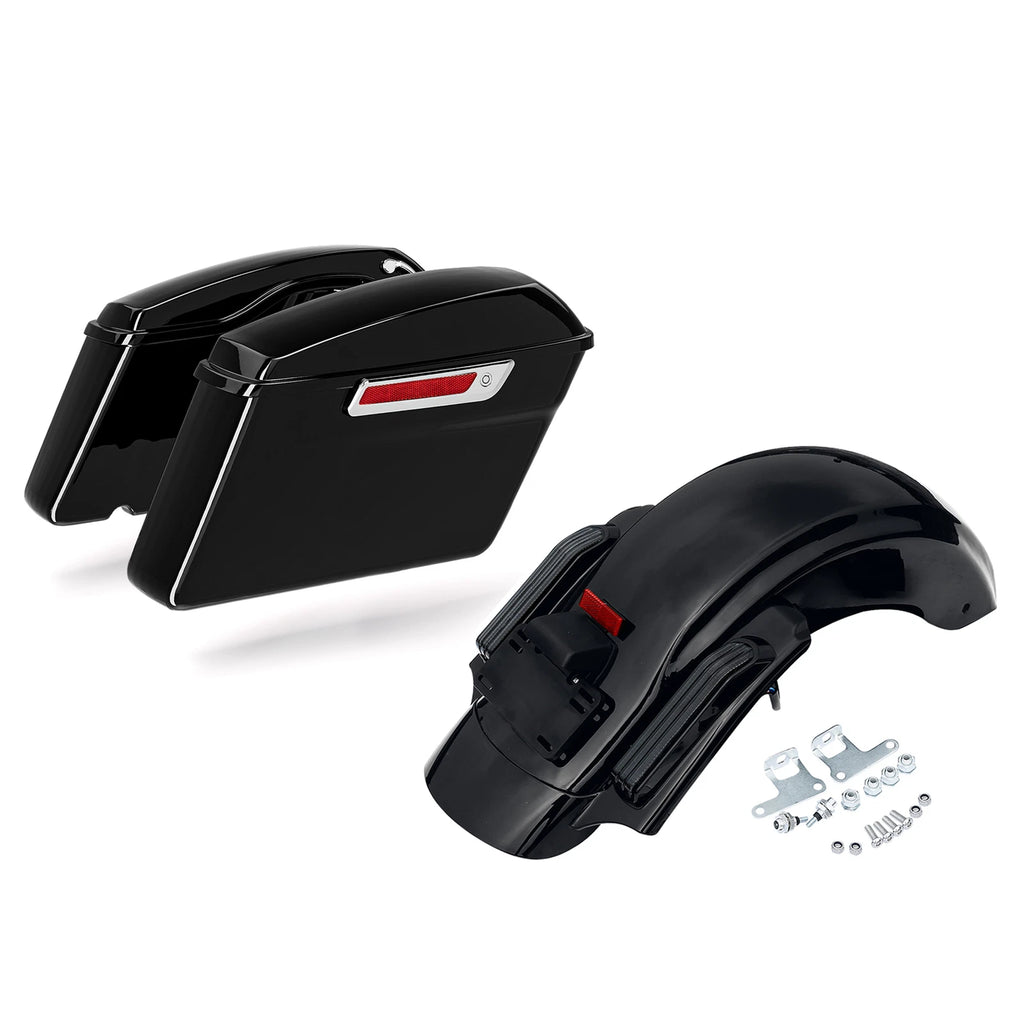 Black Saddlebags & Rear Fender LED Light for Harley CVO Road Glide (2014–2023)
