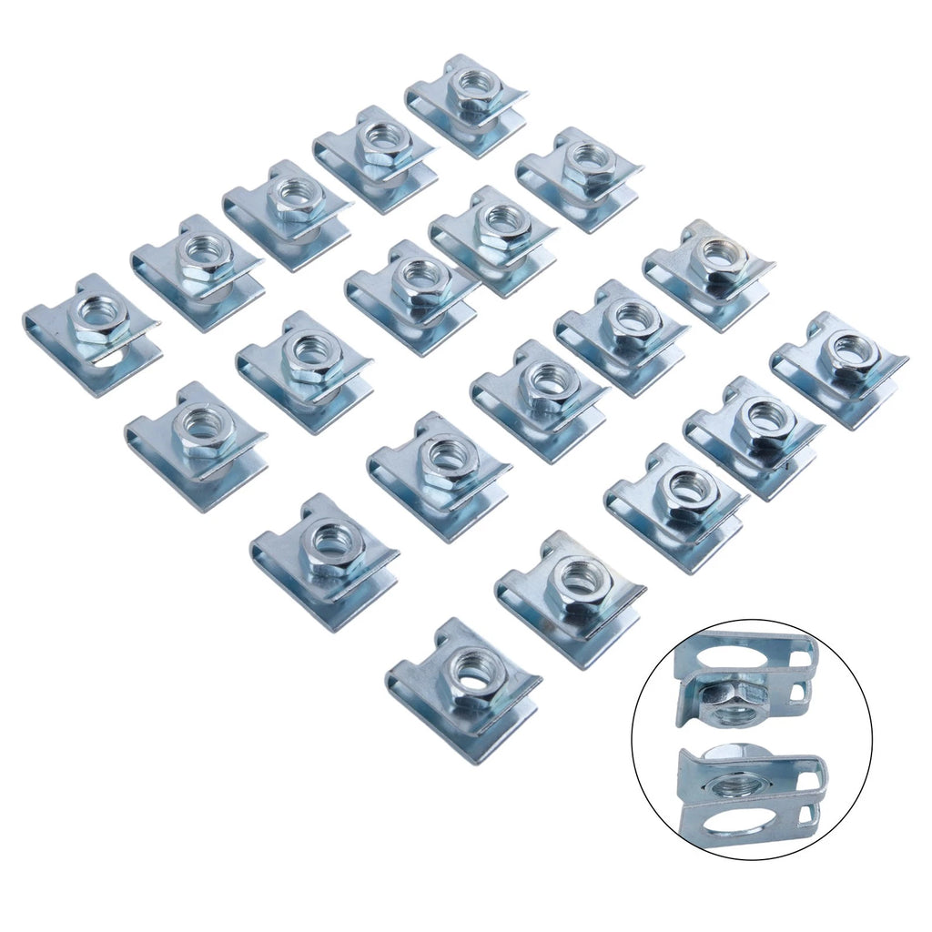 Set of 4 M6 U-Type License Plate Clip Retainers for