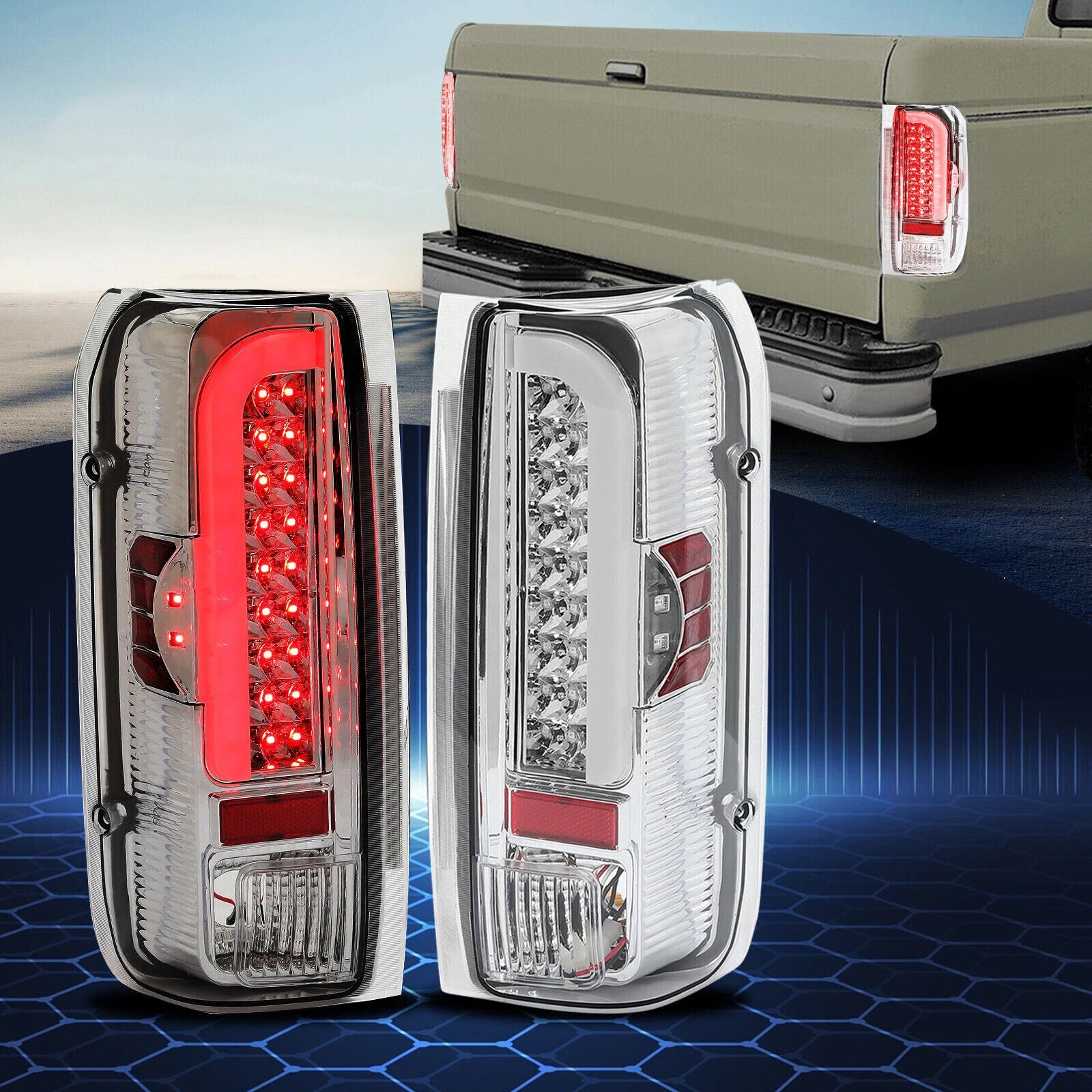 Set of 2 LED Tail Lights for Ford F150 F250 F350 Bronco (1990–1997)