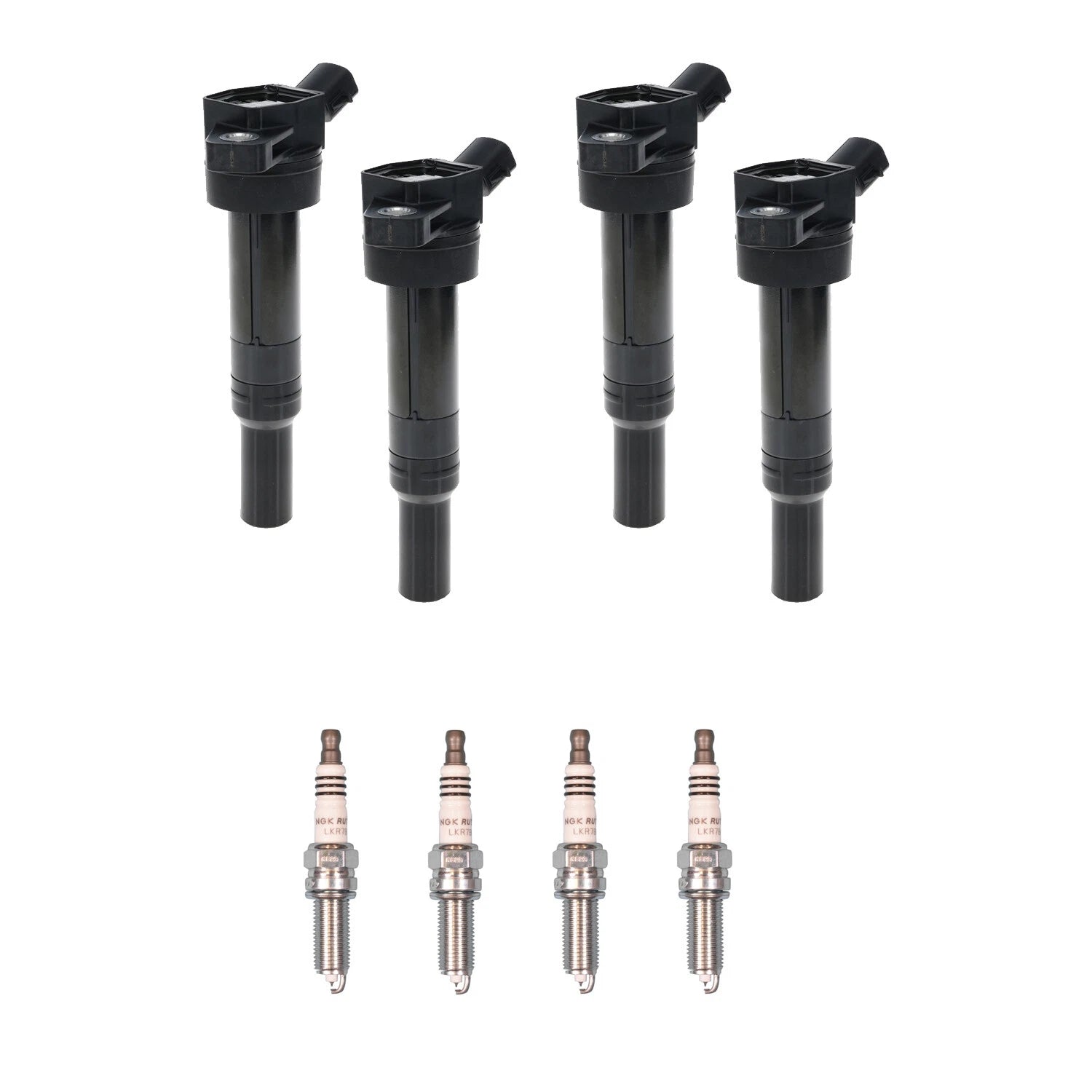 Set of 4 Ignition Coils & NGK Ruthenium Spark Plugs for Soul Tucson (2010–2023)