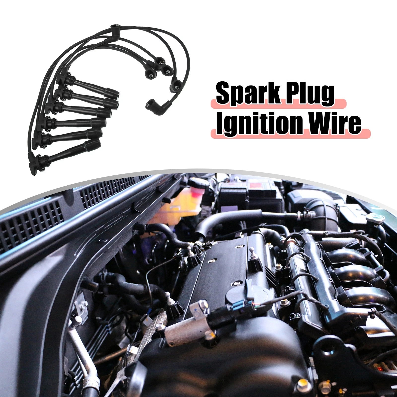 6pcs Spark Plug Ignition Wire for Hyundai Sonata GLS (1999–2001) Black