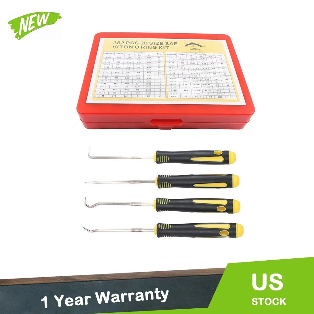 O Ring Assortment Kit for SAE (30 Sizes, 382 PCS) Fluorocarbon Brown