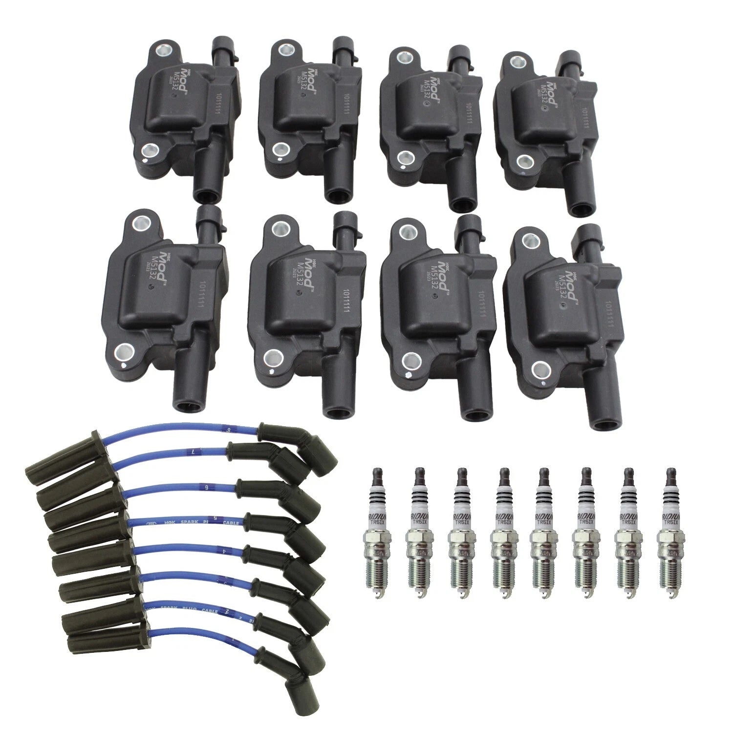 Set of 8 NGK Iridium Spark Plugs & Ignition Coil Wires for Camaro Caprice Tahoe (V8)