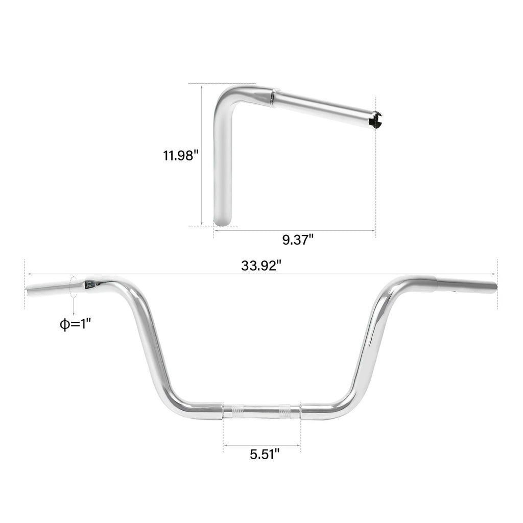 12" Rise Ape Hanger Handlebar for Harley Sportster XL 883 1200 (2004–2023)