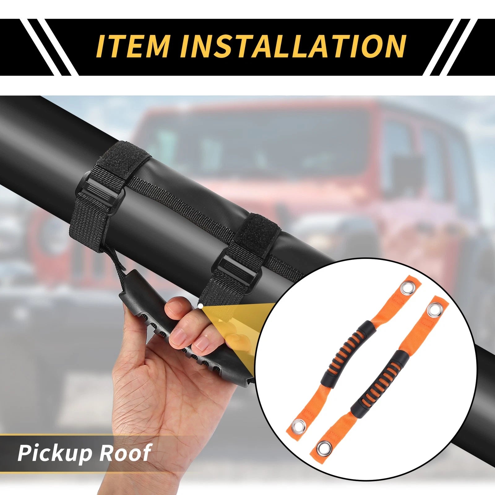 2pcs Roll Bar Grab Handles for Jeep Wrangler (2007–2023) - Orange