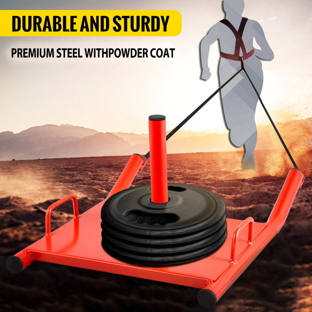 Heavy Duty Push Pull Sled for Fitness Training w/Harness