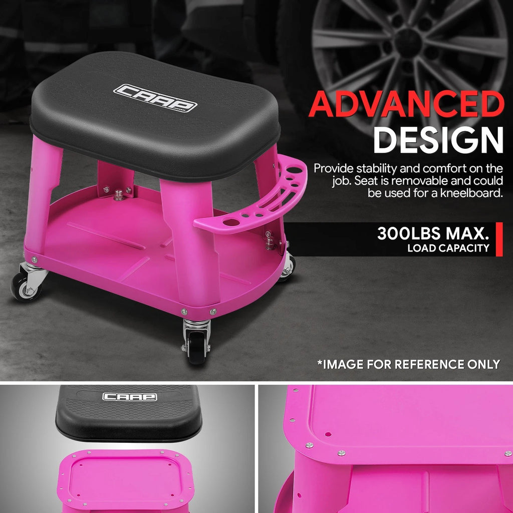 Rolling Mechanic Seat for Garage - 300lbs Capacity, Purple, 16.14" x 10.62"