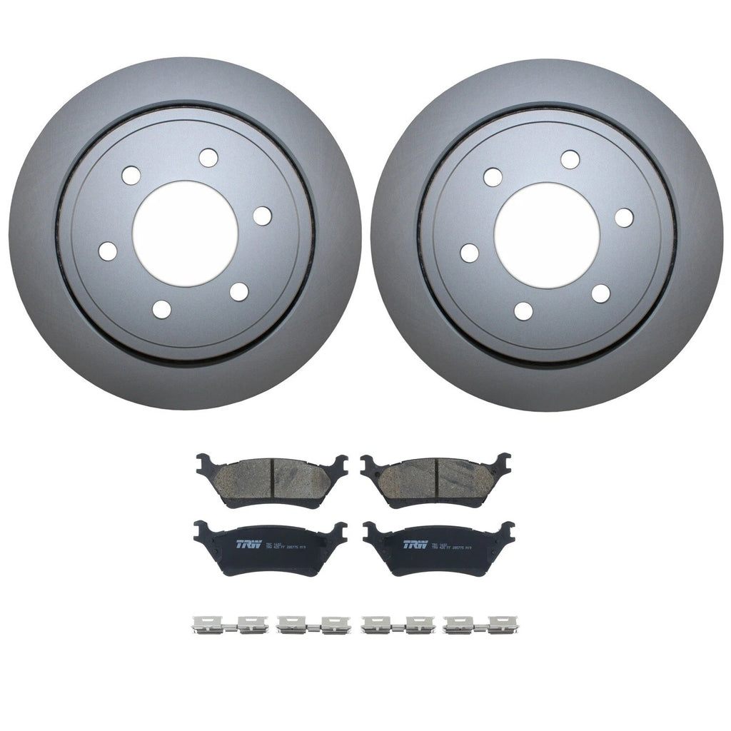 Rear Brake Kit 348mm 6 Lugs Rotors TRW Pro Ceramic Pads for Ford F-150 (2012–2019)